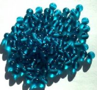 100 6mm Transparent Dark Aqua Round Glass Beads